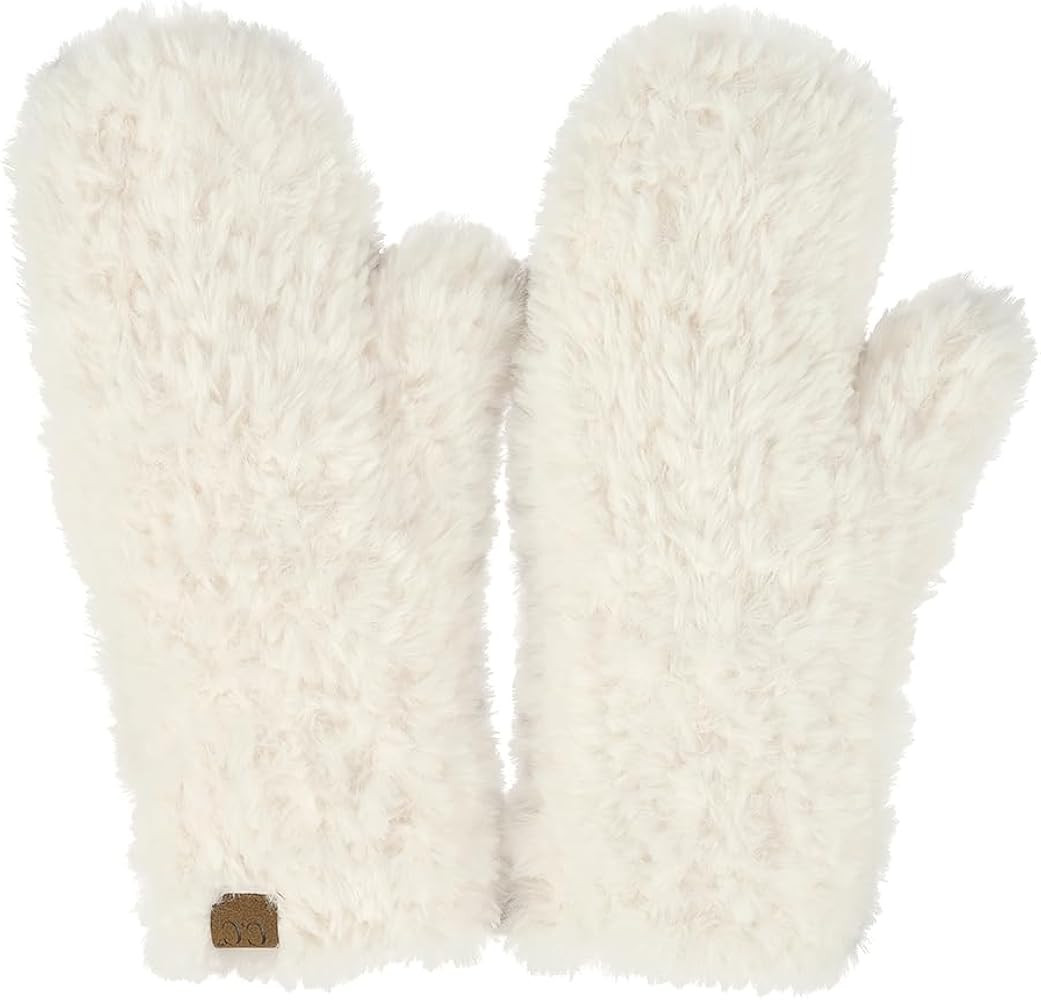 C.C Faux Fur Mitten For Women Unisex - Stretchable Soft Warm Cold weather Winter Gloves | Amazon (US)
