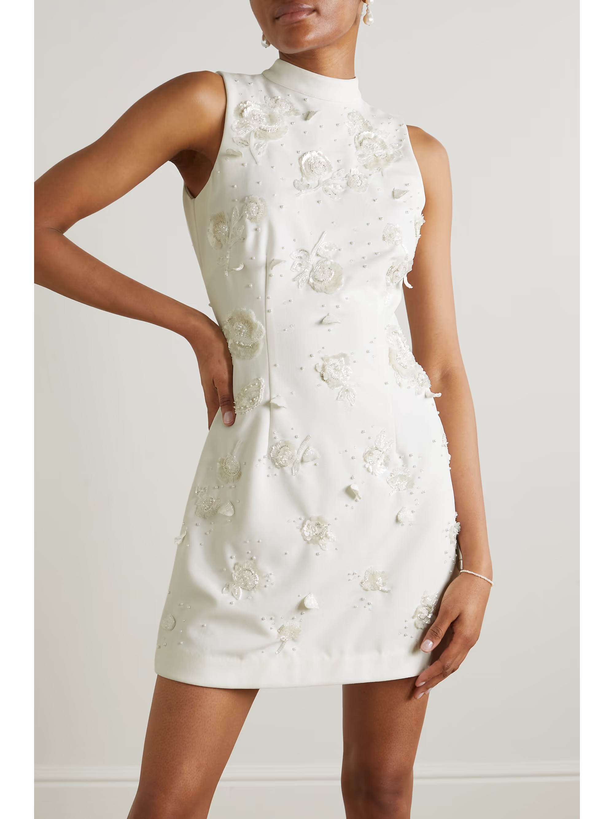 Embellished stretch-crepe mini dress | NET-A-PORTER (US)