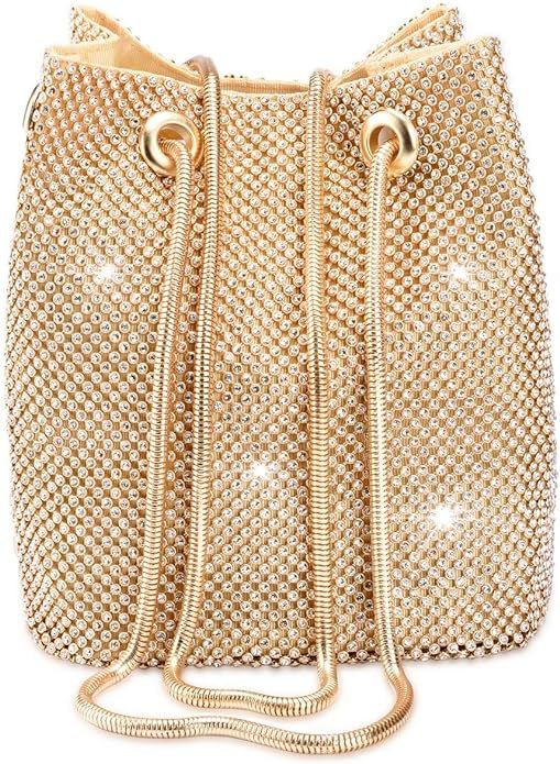 Women Rhinestones Crystal Clutch Mini Evening Bags Bucket Bag Party Prom Wedding Small Shoulder C... | Amazon (US)