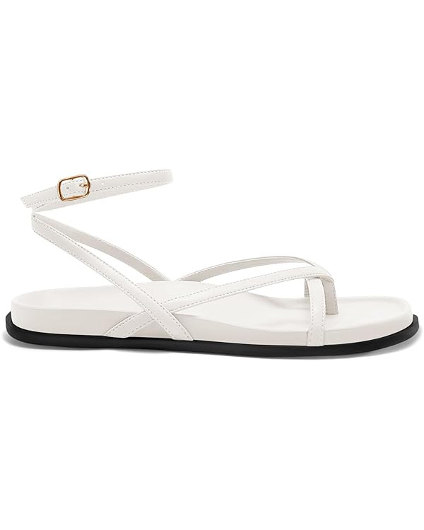 Coutgo Womens Strappy Flat Sandals Comfortable Flip Flop Footbed Sandals Ankle Strap Summer Beach... | Amazon (US)