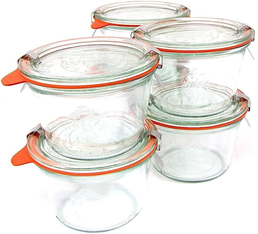 Weck 741 - 0.25 Liter Mold Jars with Lids - 6 Rings and 12 Clamps | Amazon (US)