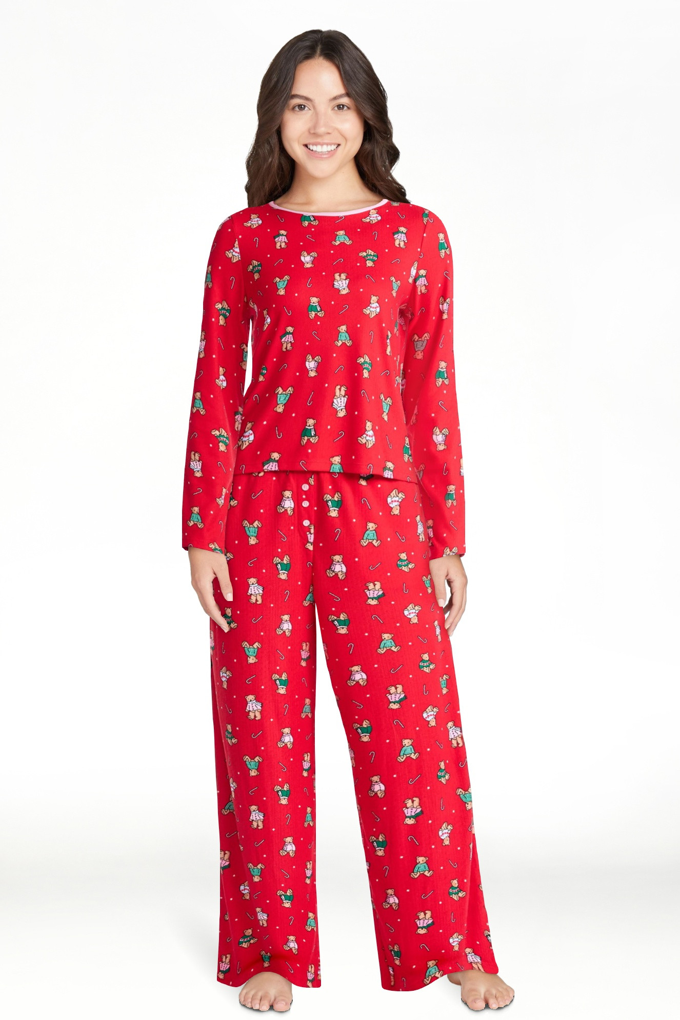 Christmas Women's and Women's Plus Long Sleeve Top and Wide Leg Pants Pajama Set from Holiday Tim... | Walmart (US)