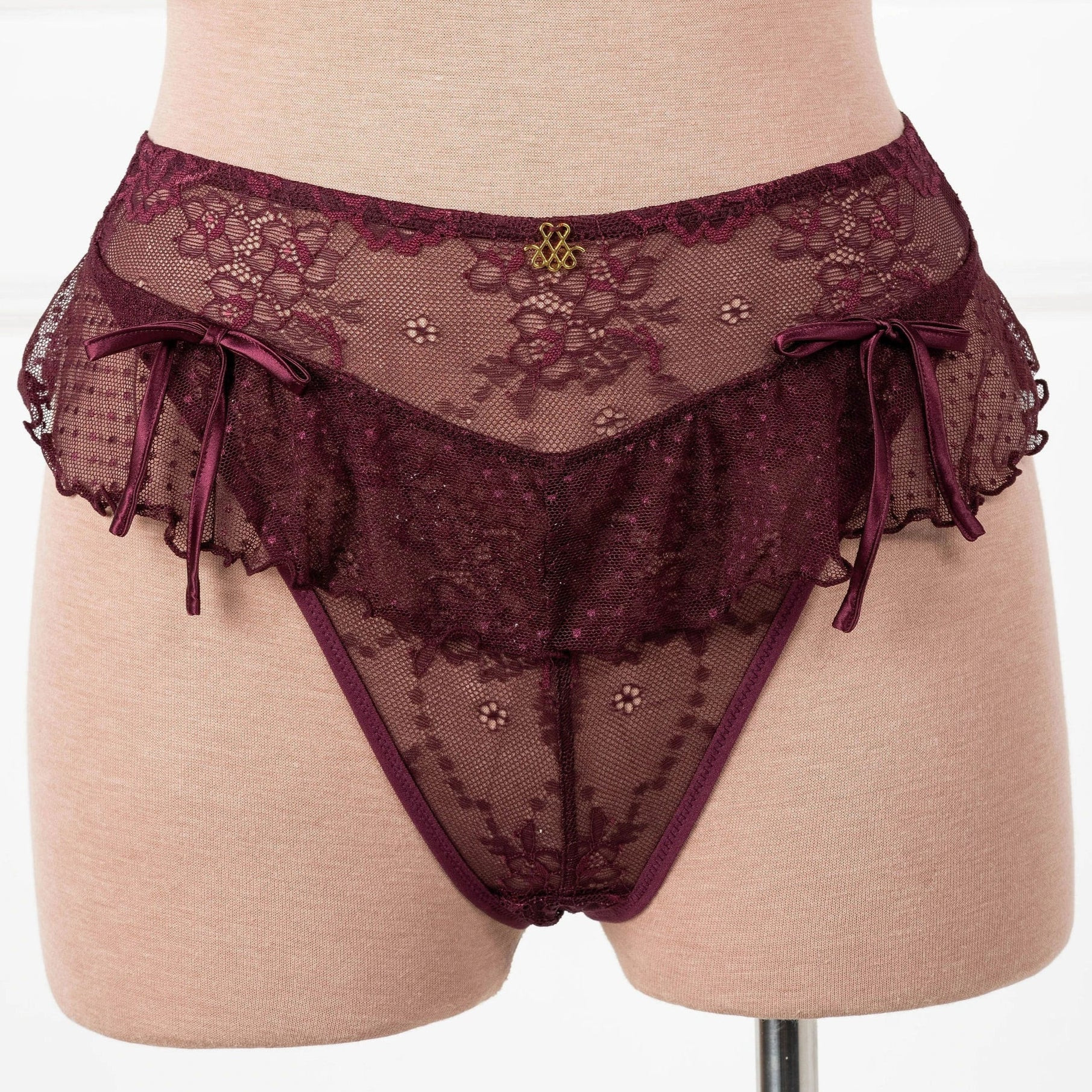Lace & Mesh Corset Waist Panty - Cherry Lacquer | Mentionables