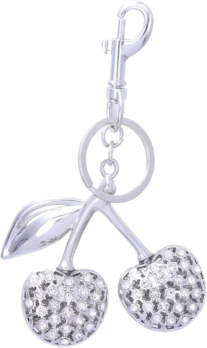 SORGERLY Silver Cherry Bag Charm Keychain - Cute Purse Handbag Fruit Accessories - Beautiful Birt... | Amazon (US)