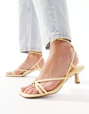 ASOS DESIGN Holiday kitten heeled sandals in pale yellow | ASOS (Global)