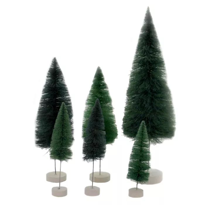 Christmas 16.0" Rainbow Trees Teal Bottle Brush  -  Decorative Figurines | Target