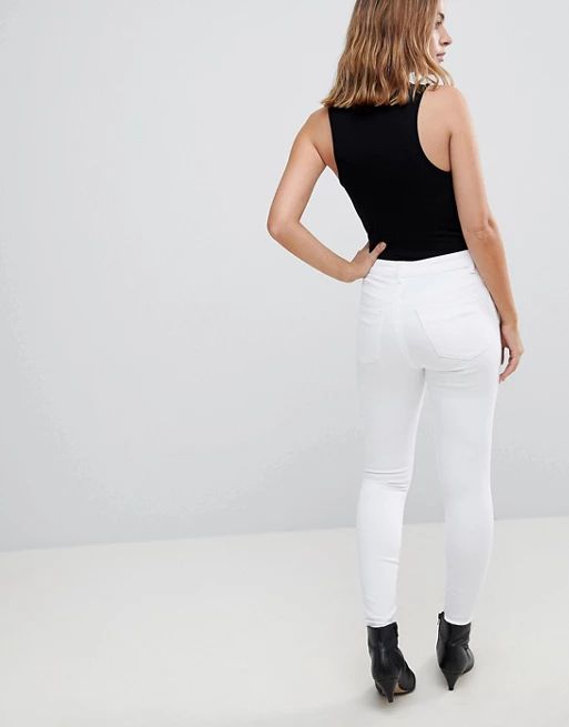 ASOS PETITE RIDLEY High Waist Skinny Jeans In Optic White | ASOS UK