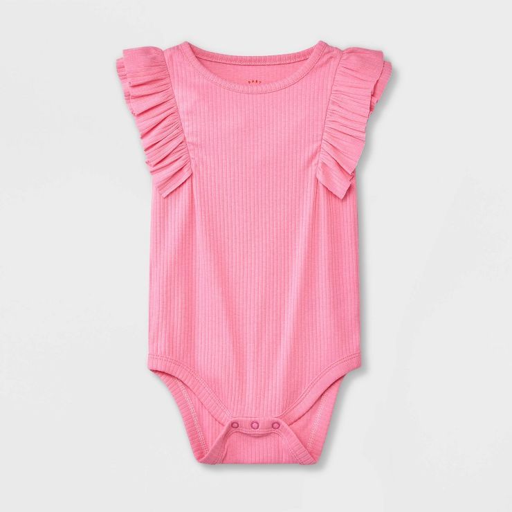 Baby Girls' Solid Ruffle Sleeveless Bodysuit - Cat & Jack™ Pink | Target