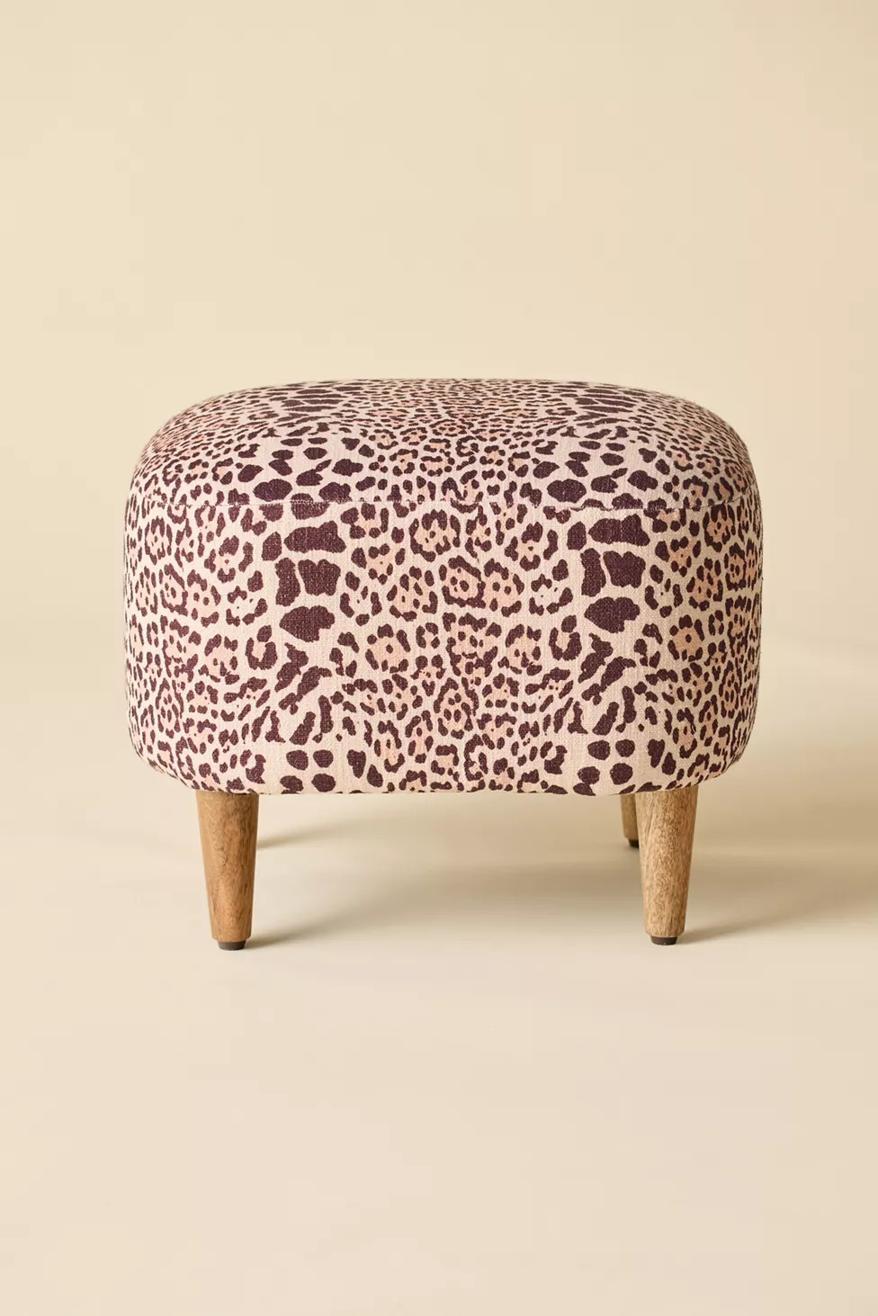 Roxy Animal Print Cotton Slub Upholstered Ottoman | Urban Outfitters (US and RoW)