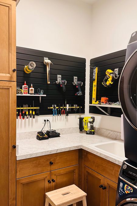 Use the wall space in your laundry room and add a slatwall for tool storage! 

#LTKhome #LTKstyletip #LTKmens