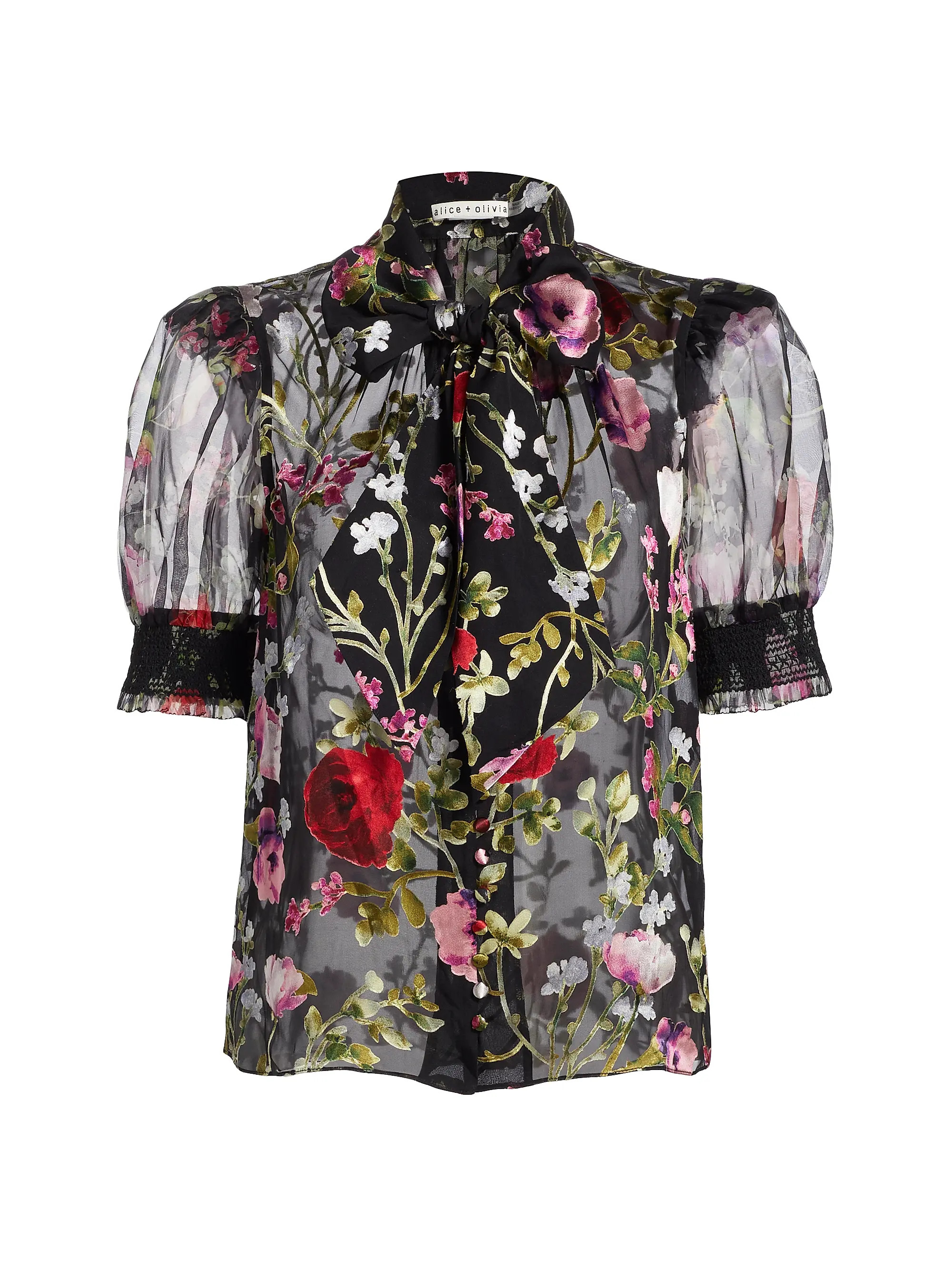 Brentley Floral Ruffled Tieneck Blouse | Saks Fifth Avenue
