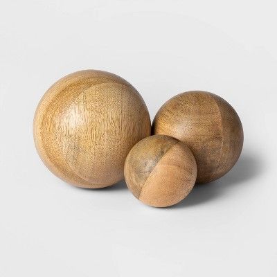 3pk Decorative Wooden Ball Set Natural - Threshold™ | Target