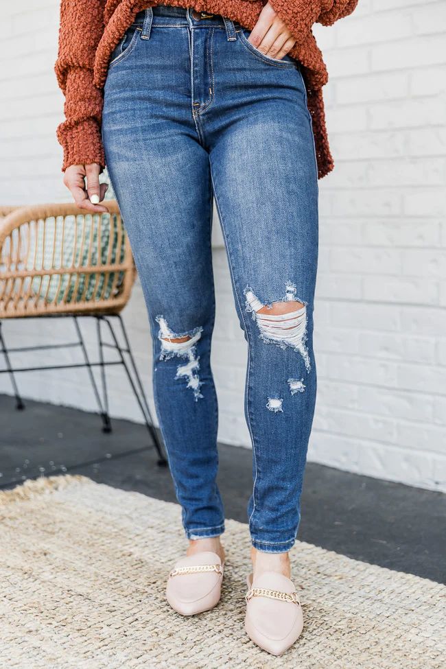 Jody Medium Wash Distressed Skinny Jeans FINAL SALE | The Pink Lily Boutique