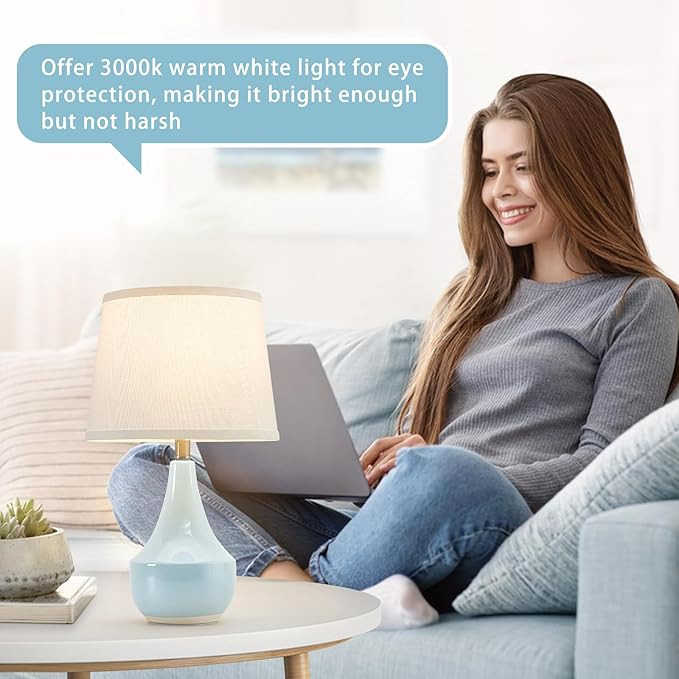 GyroVu Table Lamp Set of 2, 18.63” Ceramic Table Lamp Classic Beside Lamps Nightstand Lamp Mode... | Amazon (US)