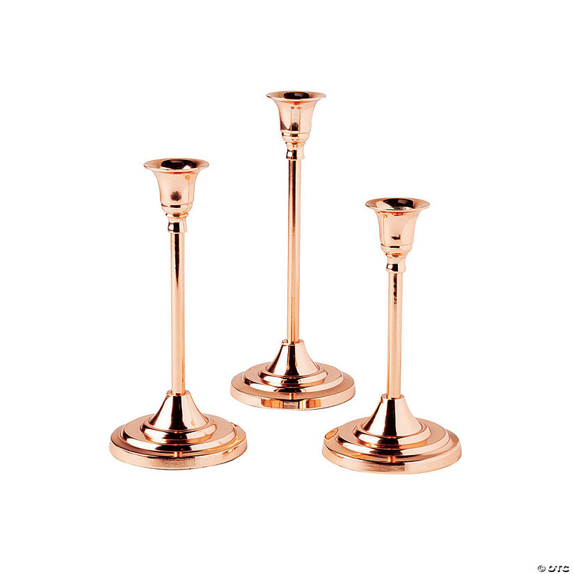 Copper Taper Candle Holder Set - 3 Pc. | Oriental Trading Company