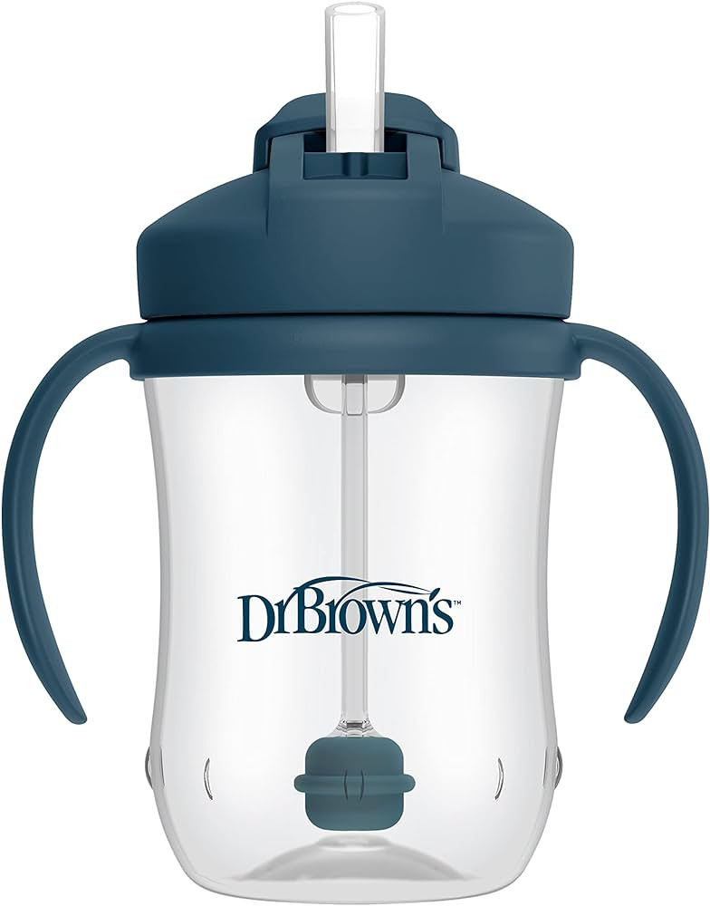 Dr. Brown’s Milestones Baby’s First Straw Cup, Training Cup with Weighted Straw, Dark Blue, 6... | Amazon (US)