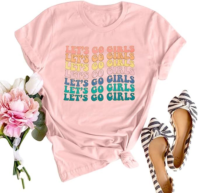 Let's Go Girls T Shirt Women Bachelorette Party Shirt Bride Gifts Shirts Wedding Vacation Short S... | Amazon (US)