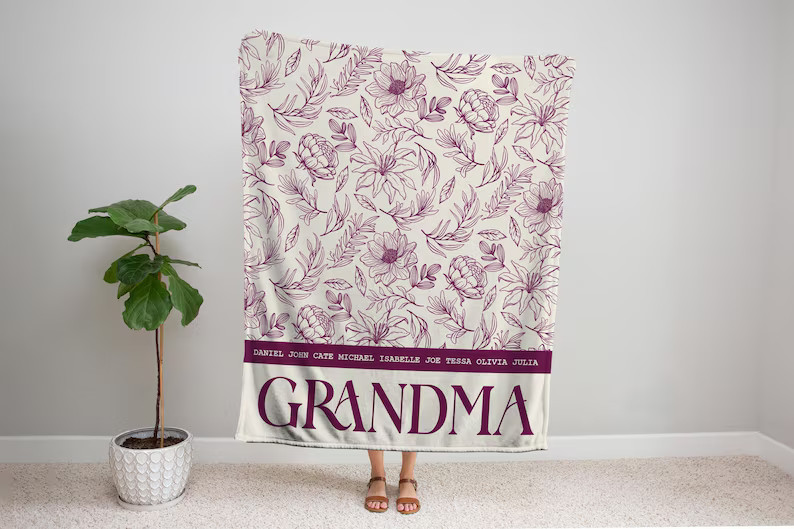 Personalized Floral Grandma Blanket: Minky, or Sherpa Throw - Etsy | Etsy (US)
