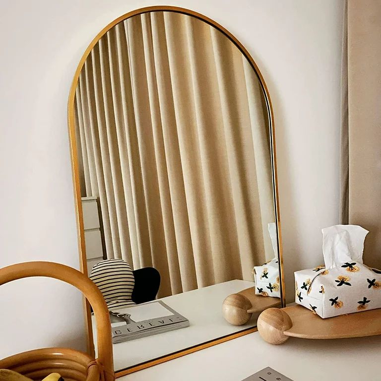 GLSLAND Wall Mounted Mirror, 24" x 36" Arch Bathroom Mirror for Wall, Vanity Mirror for Bedroom, ... | Walmart (US)