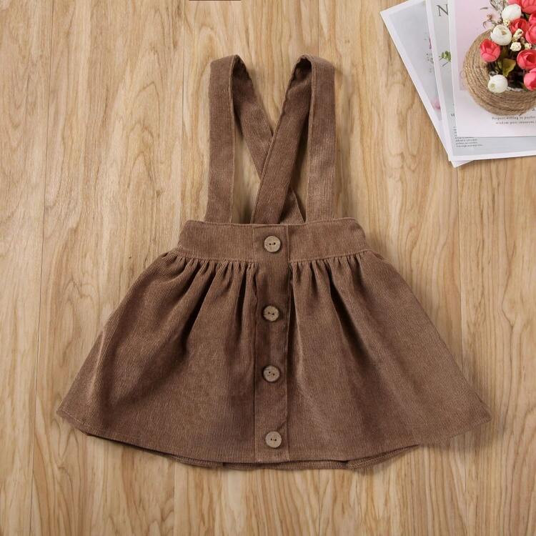 Toddler Baby Girl Suspenders Short Skirt Button Corduroy Dress Casual Party Festive Clothes | SHEIN