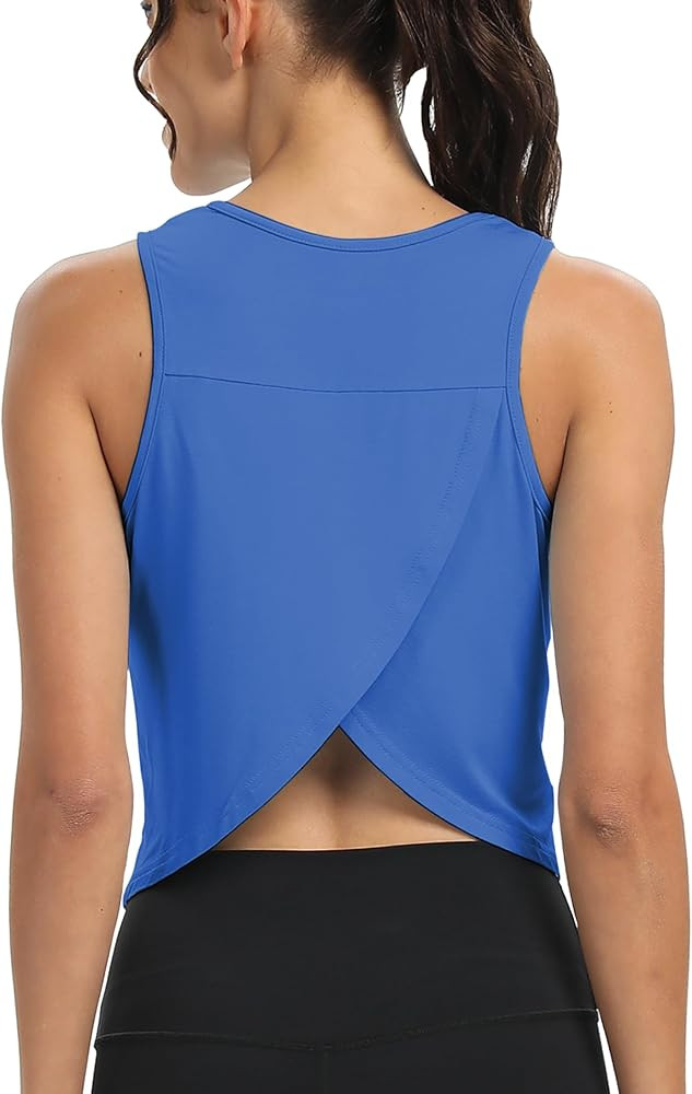 Mippo Workout Tops for Women Cropped Open Back Sleeveless Tank Tops Athletic Gym Yoga Shirts Loos... | Amazon (US)