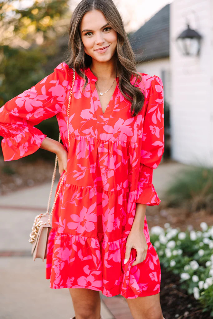 In Your Happy Place Red and Pink Floral Dress | The Mint Julep Boutique