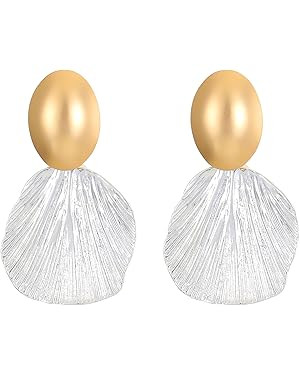 Doubnine Sea Shell Charm Cowrie Earrings Dangle Golden Mermaid Earrings Scallop Beach Retro Chic ... | Amazon (US)