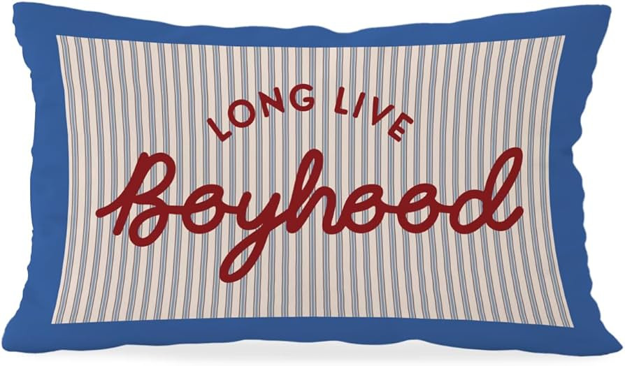 Long Live Boyhood Boys Room Throw Pillow Cover 12x20, Playroom Kids Throw Pillows, Retro Decor Pi... | Amazon (US)