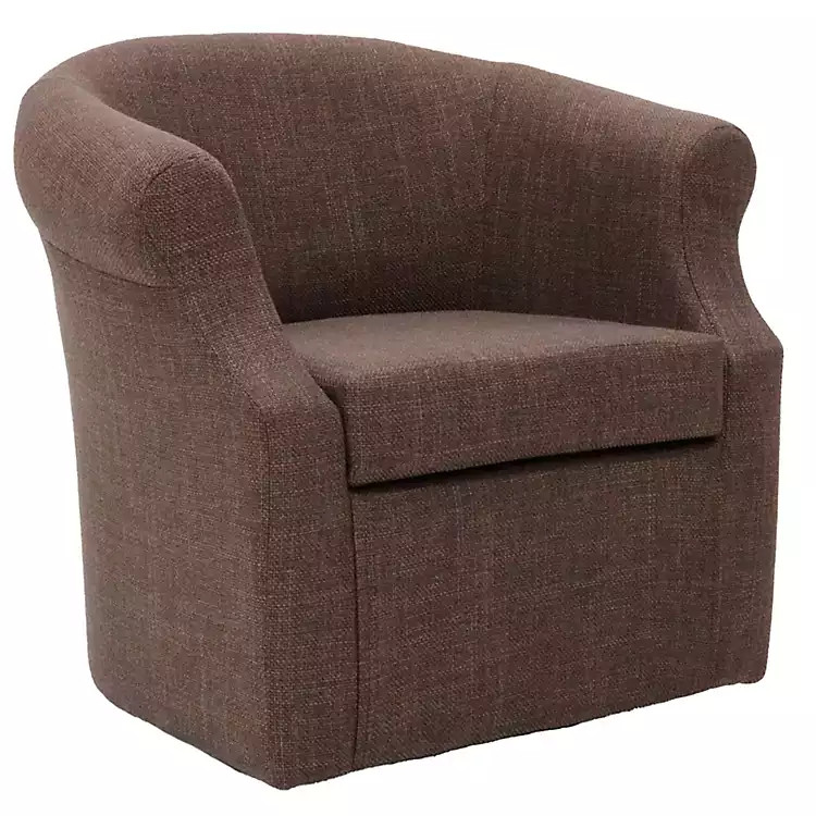 Brown Upholstered Nikole Swivel Accent Chair | Kirklands Home | Kirklands