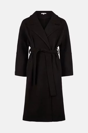 Cosy Knit Back Belted Wrap Coat | Warehouse UK & IE