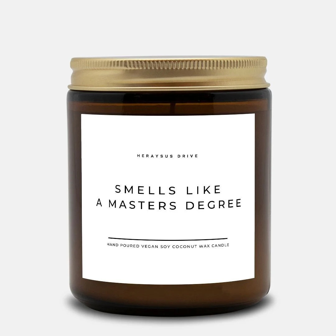 Smells Like A Masters Degree Scented Candle | Hand Poured 9 oz. Brown Jar | Minimal,Graduation Gi... | Etsy (US)