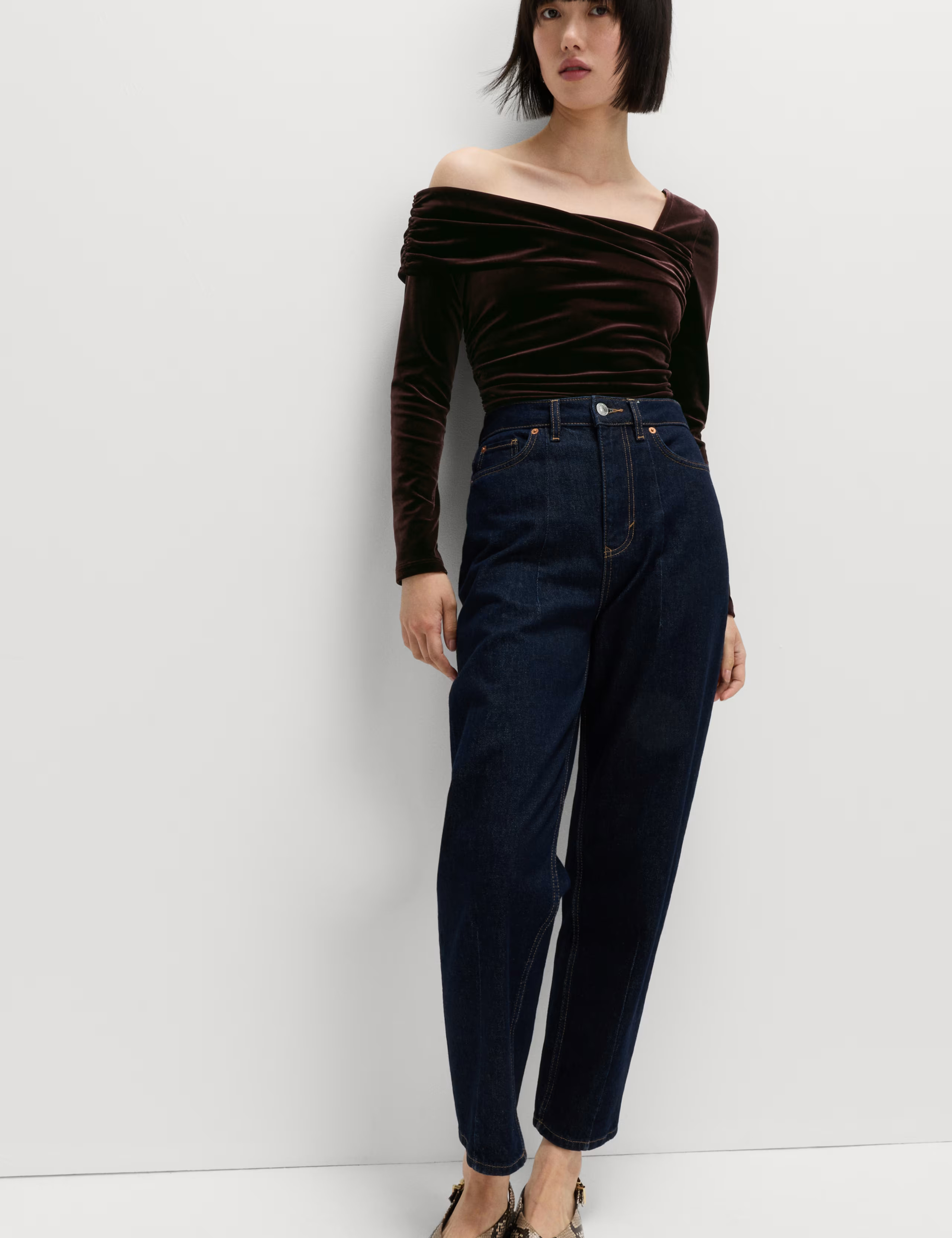 Velvet Asymmetric Neck One Shoulder Top | Marks & Spencer (UK)