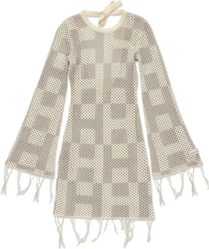 HONOR THE GIFT Long Sleeve Openwork Mini Sweater Dress | Nordstrom | Nordstrom