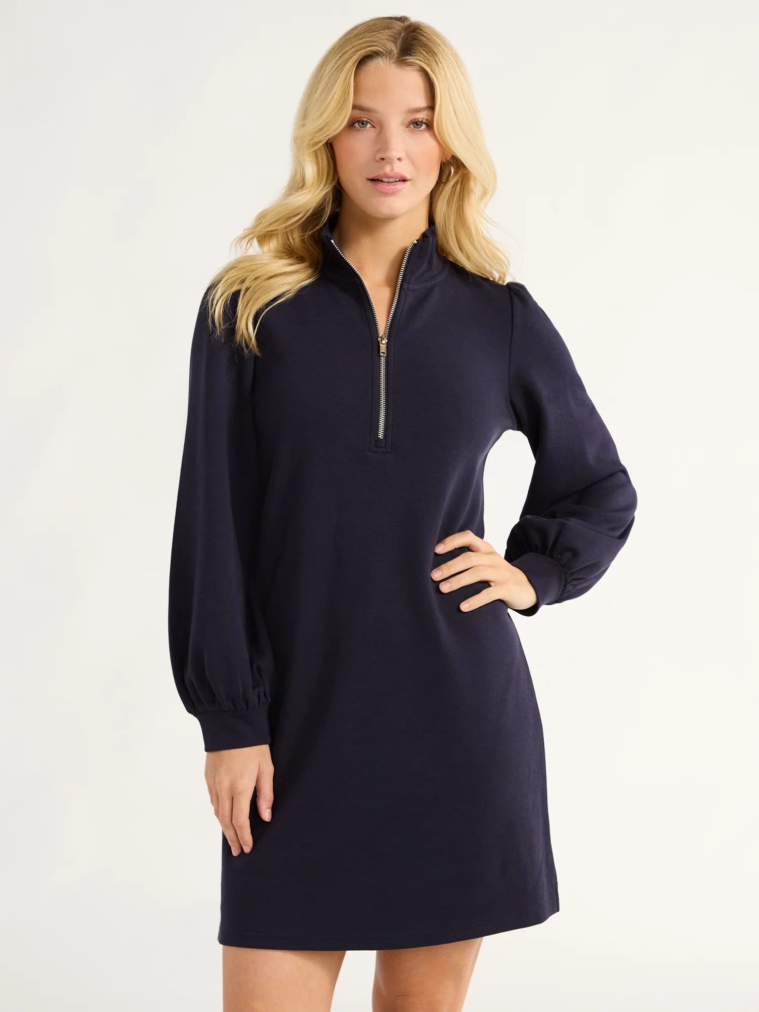 Free Assembly Women’s Half Zip Sweatshirt Mini Dress Sizes XS-XXL | Walmart (US)