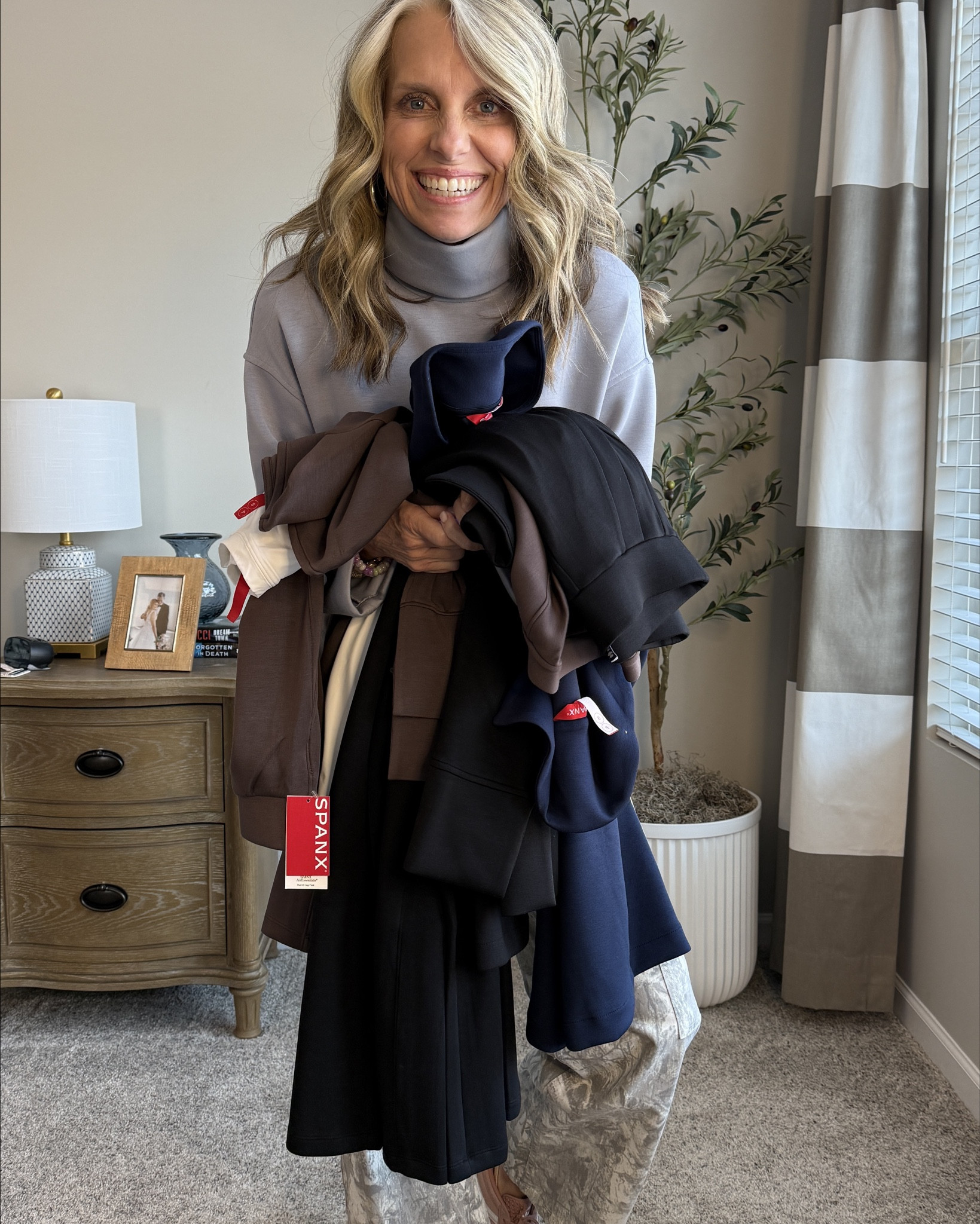 What I’d buy during the Spanx LTK sale for 20% off Use code LTKSPANX 
I wear smalls in most things. Medium leggings and small petite jumpsuit. 

#LTKSpringSale #LTKOver40 #LTKootd