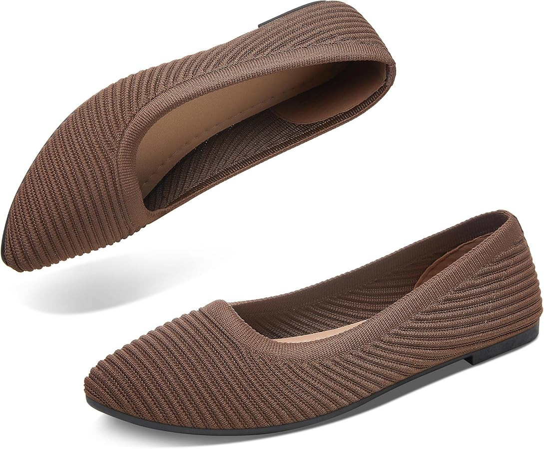 ALTOCIS Womens Knit Ballet Flats Ladies Comfortable Pointed-Toe Dressy Shoes Casual Soft Flat Sho... | Amazon (US)