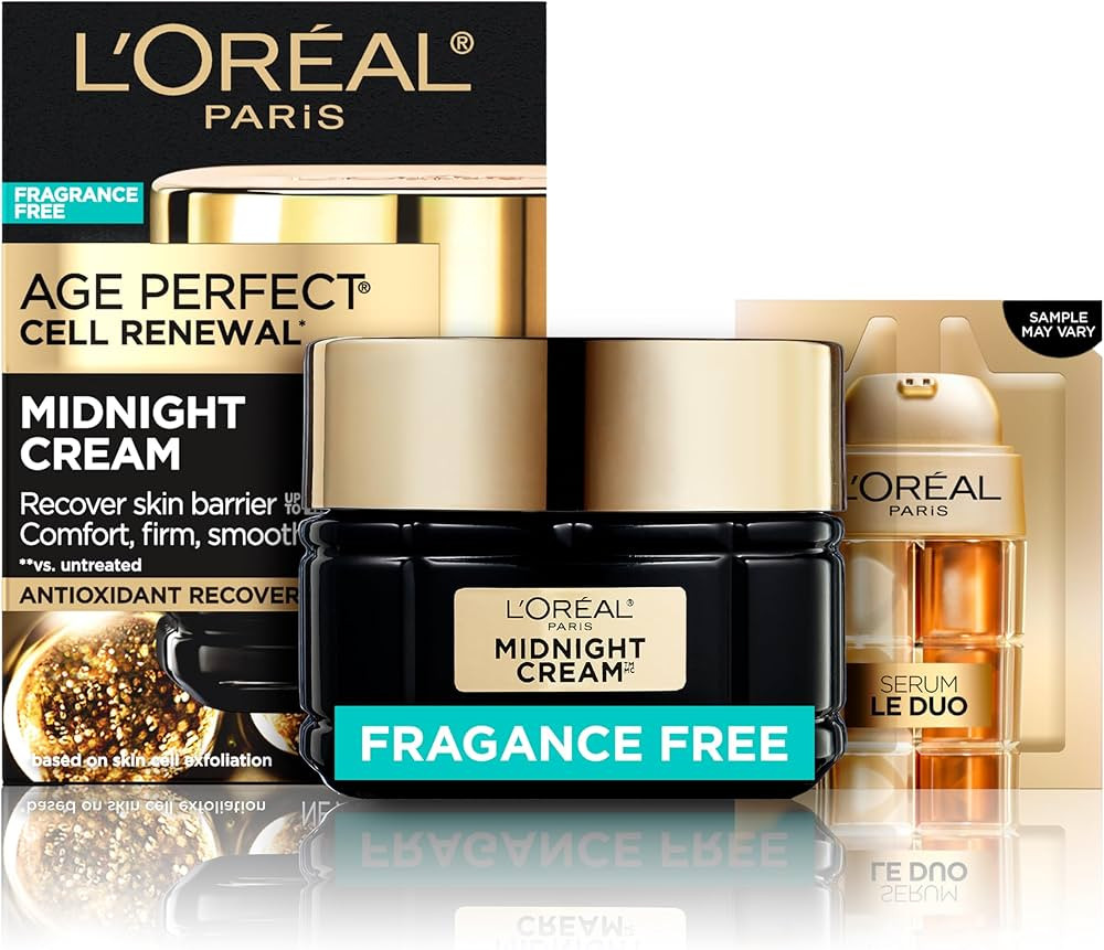 L'Oreal Paris Age Perfect Anti-Aging Midnight Face Cream, Fragrance-Free Face Moisturizer with Sh... | Amazon (US)