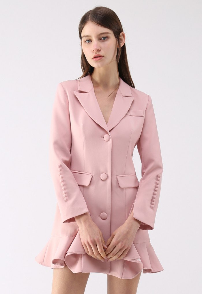 Classy Vogue Peplum Coat Dress in Pink | Chicwish