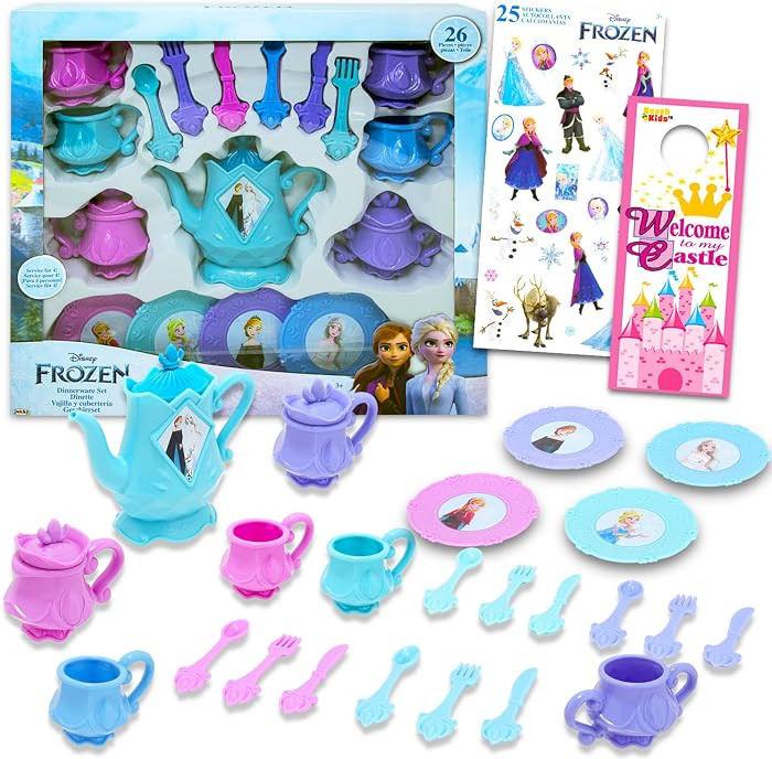 Disney Frozen Tea Set - 26 Pc Bundle with Frozen Tea Party Decorations, Cups, Tea Pot, Featuring ... | Amazon (US)