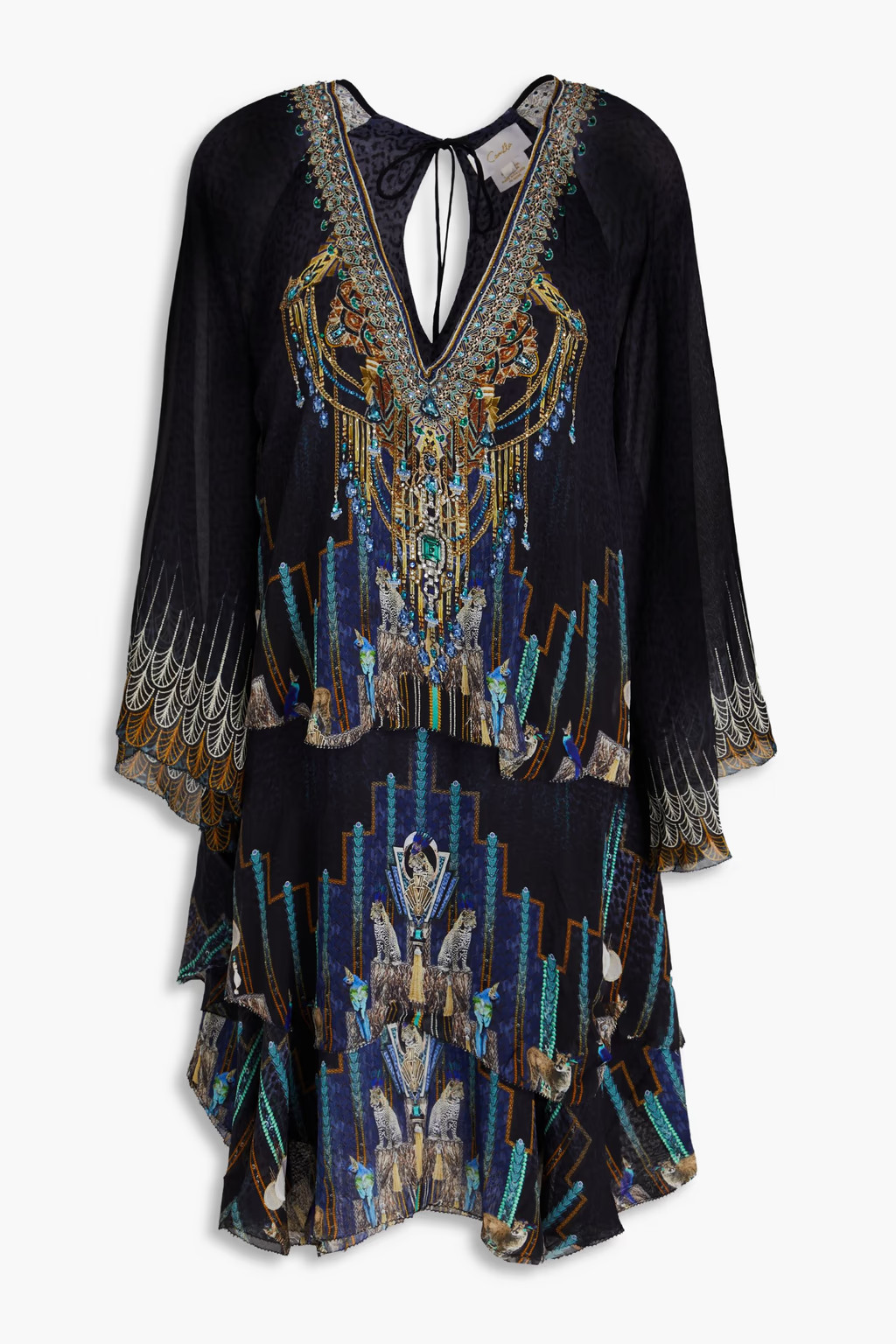 Embellished printed silk-chiffon mini dress | The Outnet (US and CA)