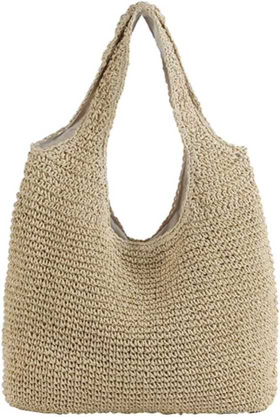 KESYOO Women Handcraft Tote Bag Natural Chic Straw Bag Hand-woven Crochet Handbag Casual Shoulder... | Amazon (CA)