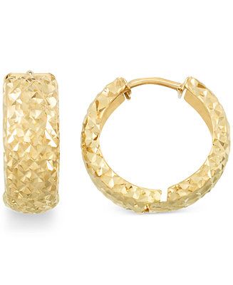 Macy's Textured Huggie Hoop Earrings in 14k Gold & Reviews - Earrings - Jewelry & Watches - Macy'... | Macys (US)