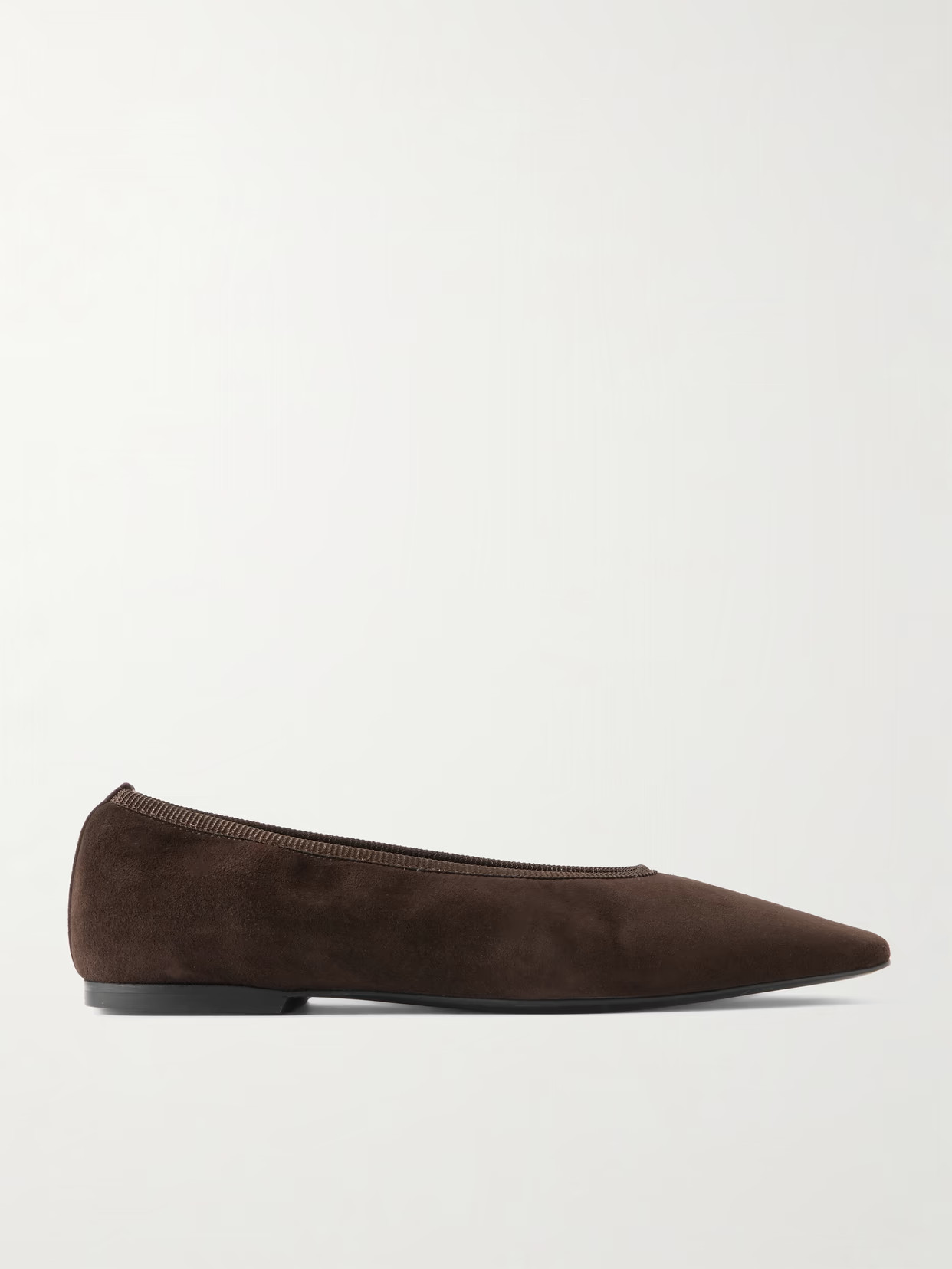 TOTEME - Minimalist Suede Ballet Flats - Brown | NET-A-PORTER (US)
