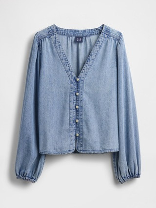 Denim Puff-Sleeve Top | Gap (CA)
