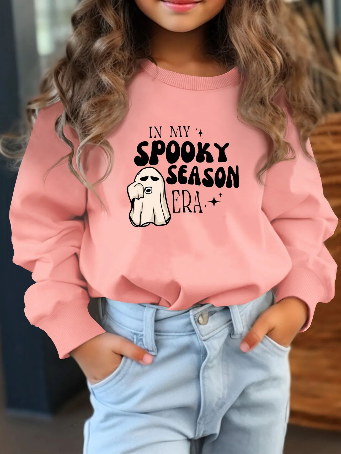 ''Spooky Season Era'' Pattern, Girls Halloween Crew Neck Sweatshirt Party Casual Tops, Kids Pullo... | Temu Affiliate Program