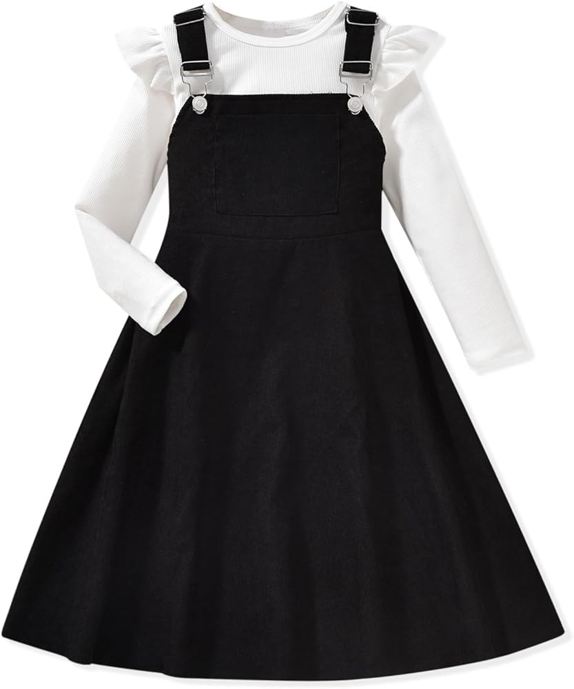 HIHA Little Girls Corduroy Overall Dress Adjustable Strap Suspender Dress Set | Amazon (US)