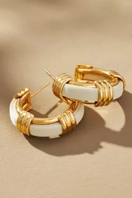 Leather Ribbed Hoop Earrings | Anthropologie (US)