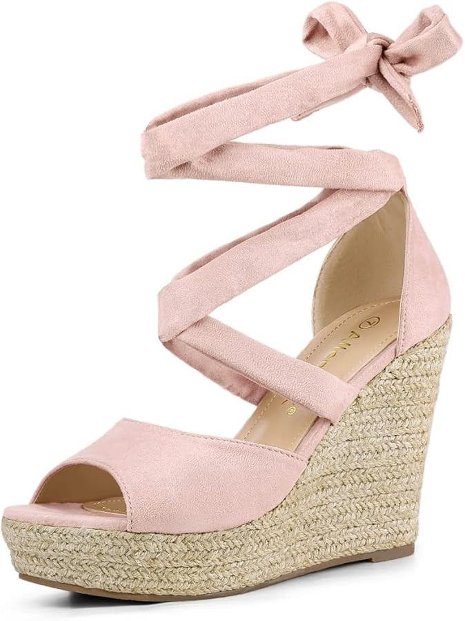 Allegra K Women's Lace Up Espadrilles Wedges Sandals, Amazon Summer Sandals, Casual Date Night | Amazon (US)
