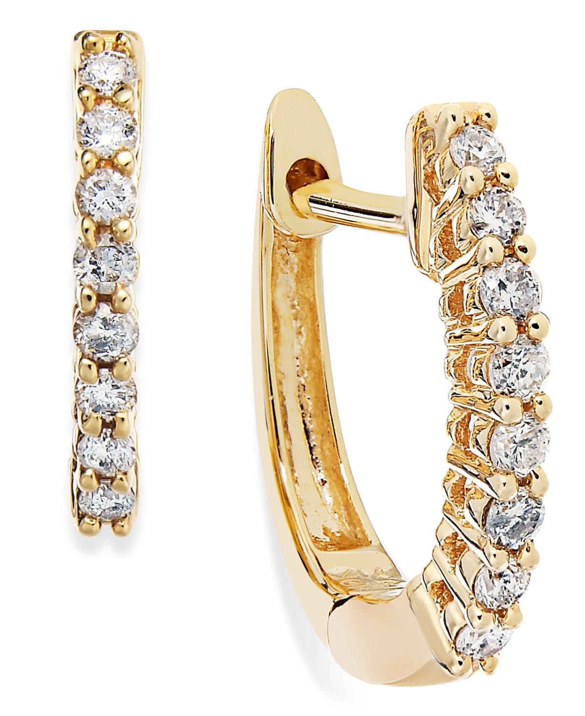 Diamond Mini Hoop Earrings (1/8 ct. t.w.) in 10k White, Rose or Yellow Gold - Yellow Gold | Macy's