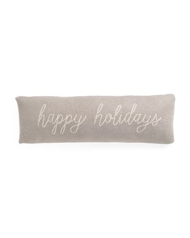 11x34 Merry Merry Merry Reversible Knit Lumbar Pillow | TJ Maxx